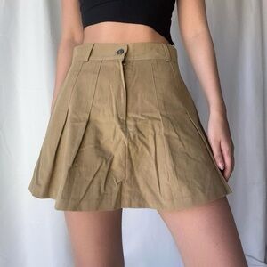 Tan pleated skort made in Korea
